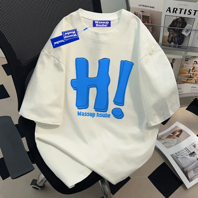 WASSUP HSUBE美式休闲百搭短袖T恤夏季潮牌圆领半袖青少年体恤衫