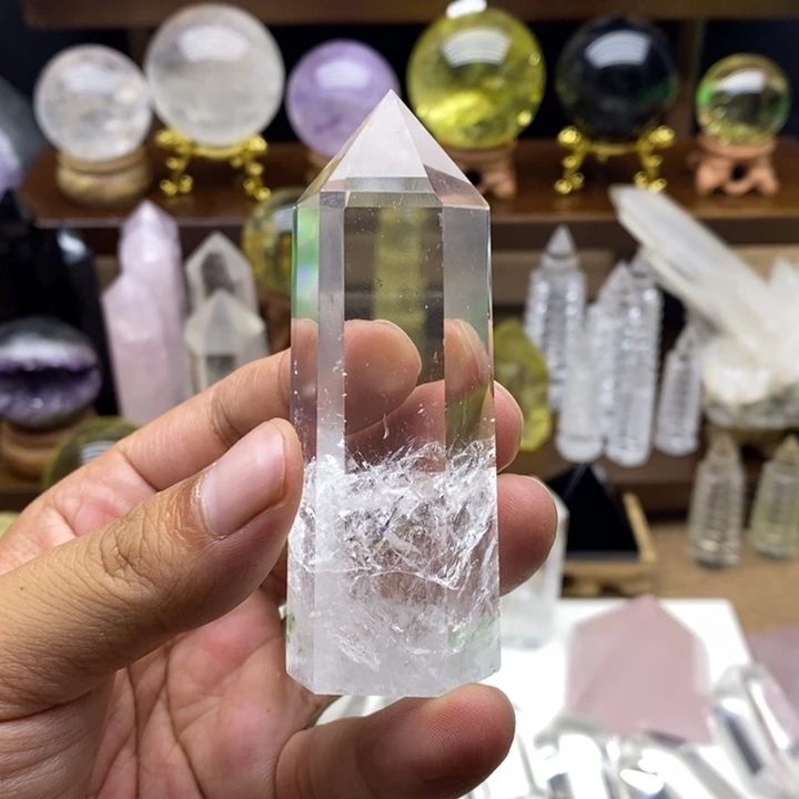 天然白水晶柱摆件15