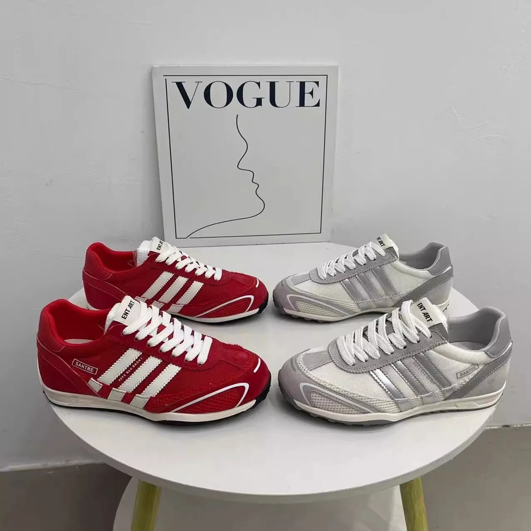 网面透气内增高德训鞋女2025夏季新款百搭软底时尚休闲运动阿甘鞋