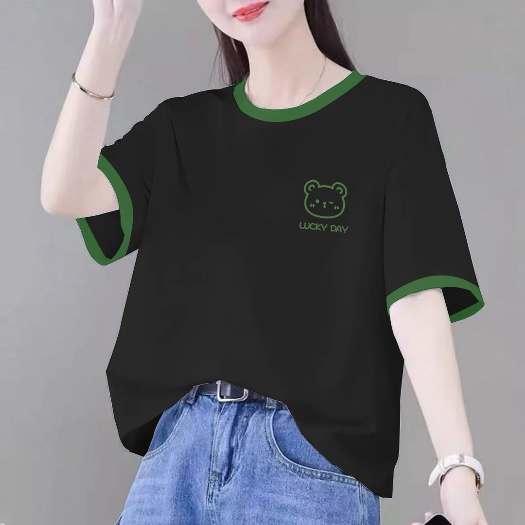 纯棉短袖t恤女士夏季新款宽松大码胖mm体恤衫休闲百搭洋气上衣潮