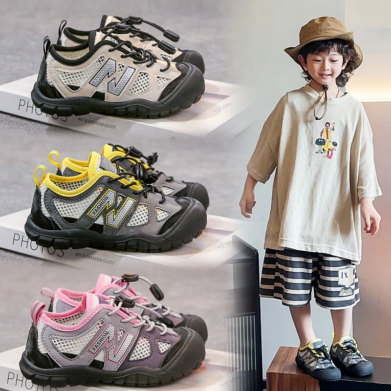 男童时尚包头凉鞋2025夏季新款女童休闲鞋中大童运动鞋-A-1072