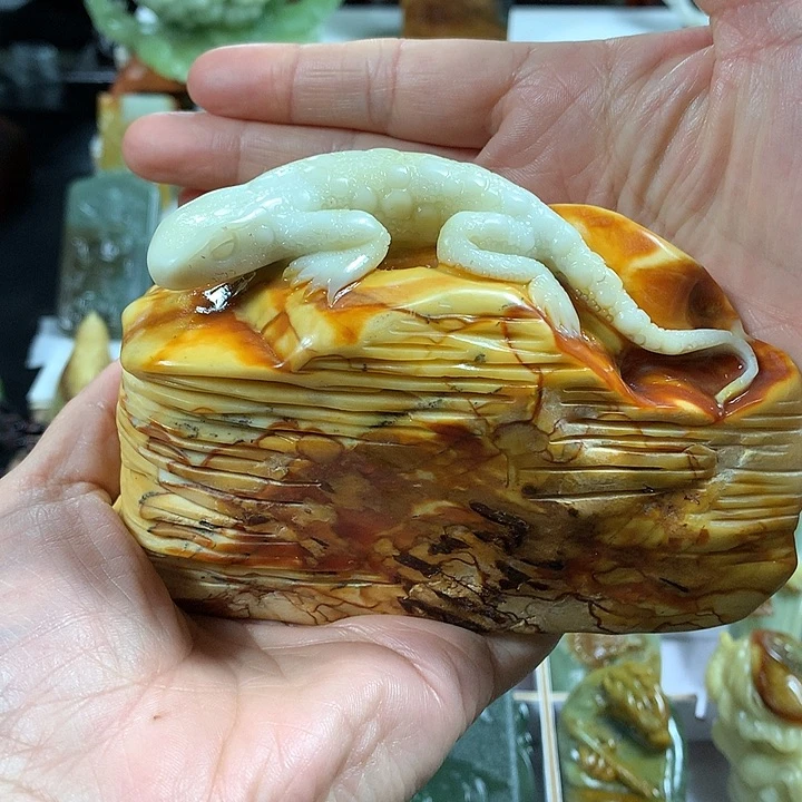 蛇纹石玉手把件未镶嵌水*北