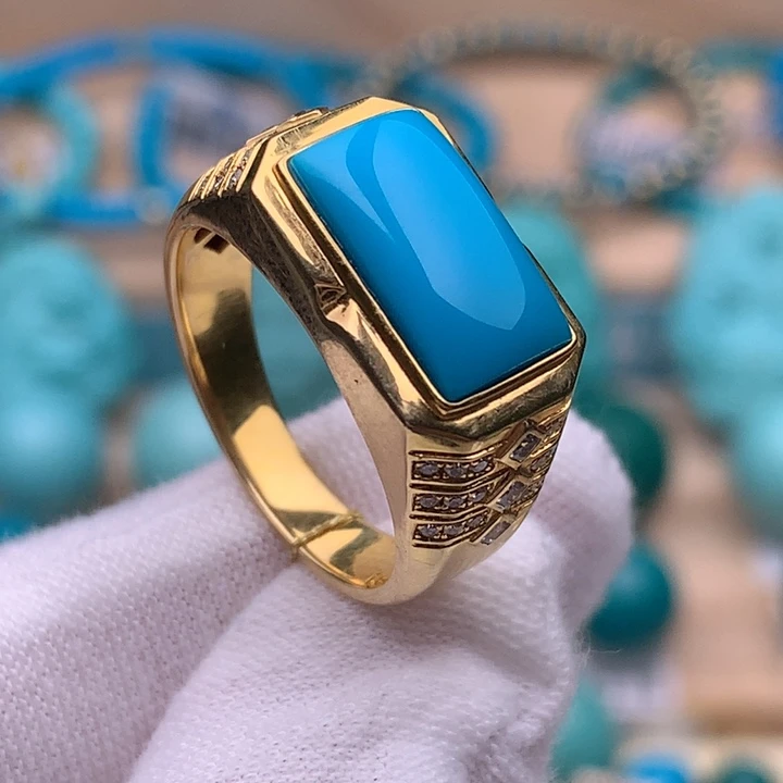 绿松石18K金镶嵌珠宝奇石