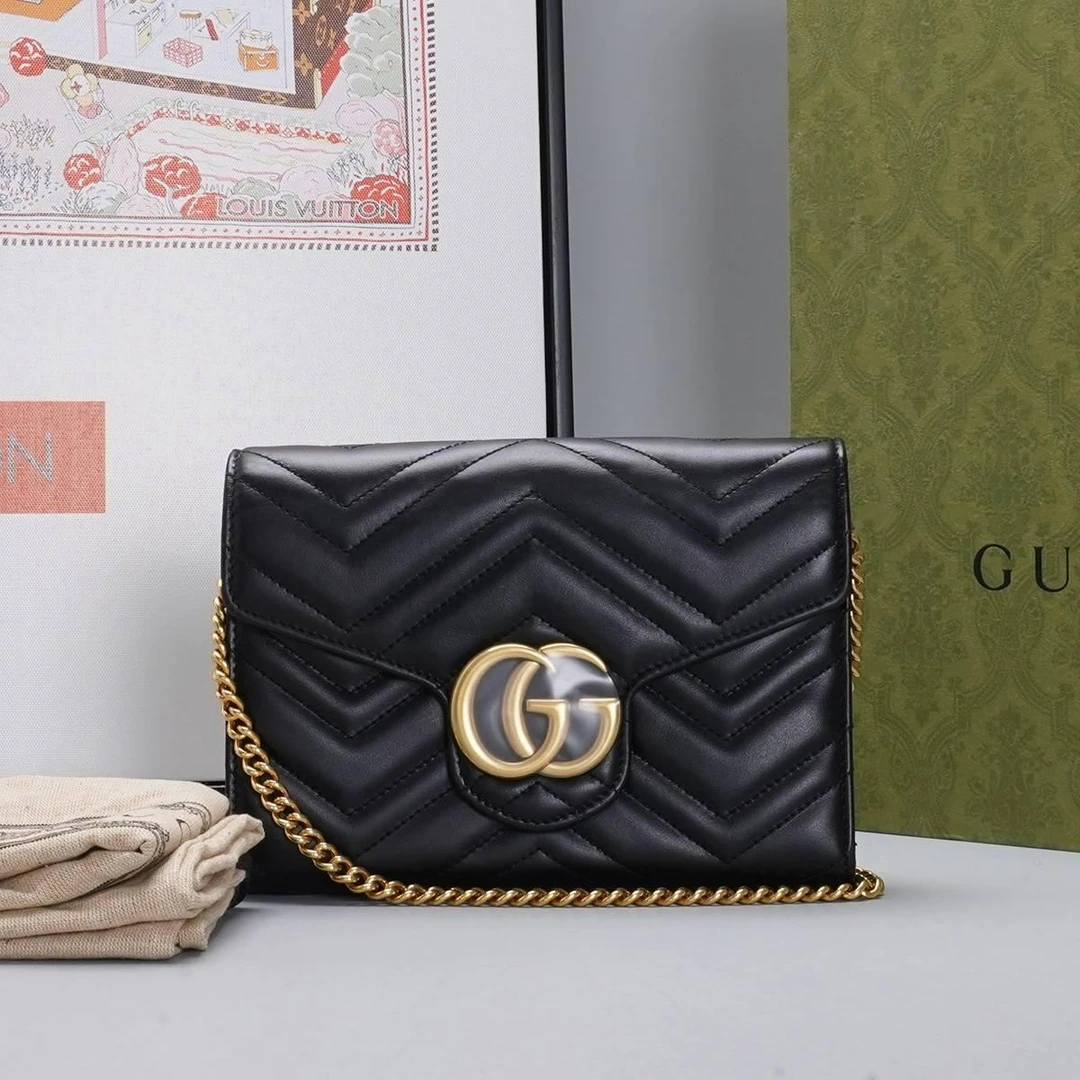 99新 GUCCI/古驰 【总仓】马蒙woc v纹黑色包/BG22005567/98新