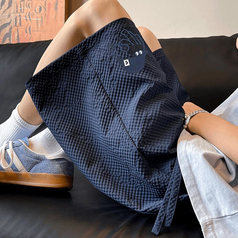 简约大码泡泡纱短裤男女冰丝休闲裤运动裤薄款五分中裤宽松速干裤