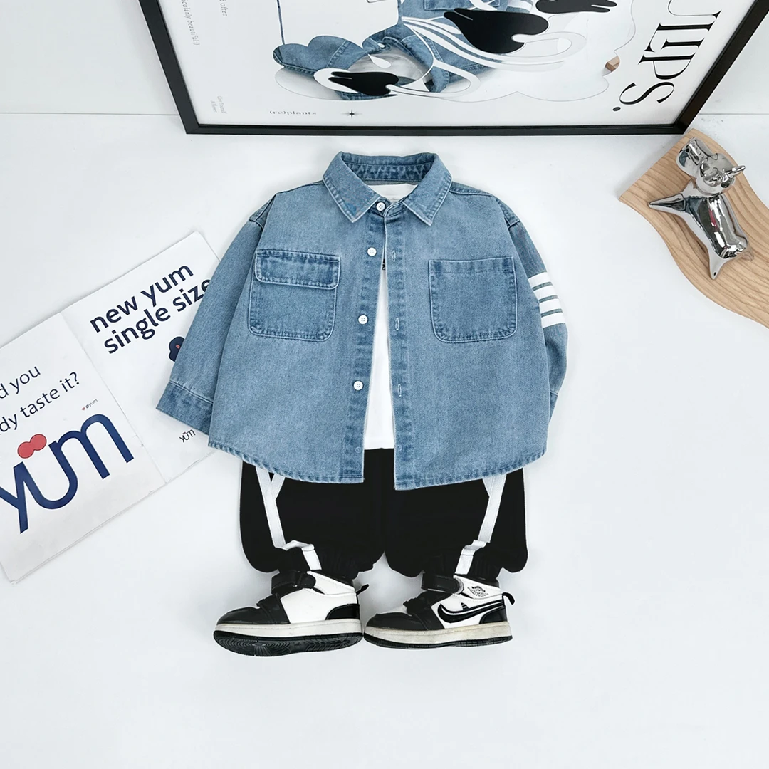 儿童牛仔衬衫长袖男童春秋2025新款春装潮 HZ25104 悠悠童话童装