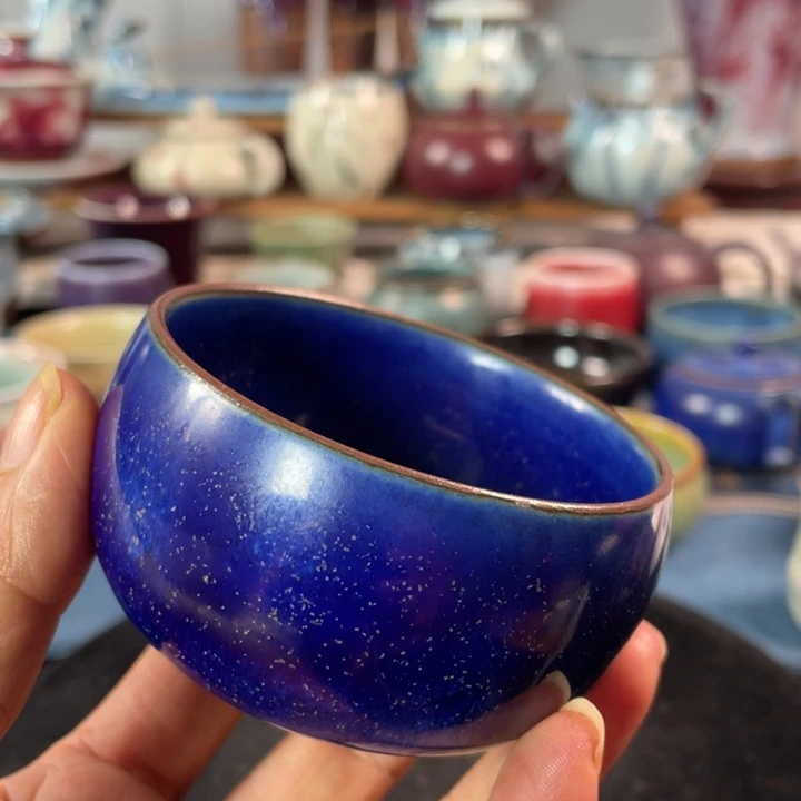 摆件妙*钧瓷星空蓝罗汉杯