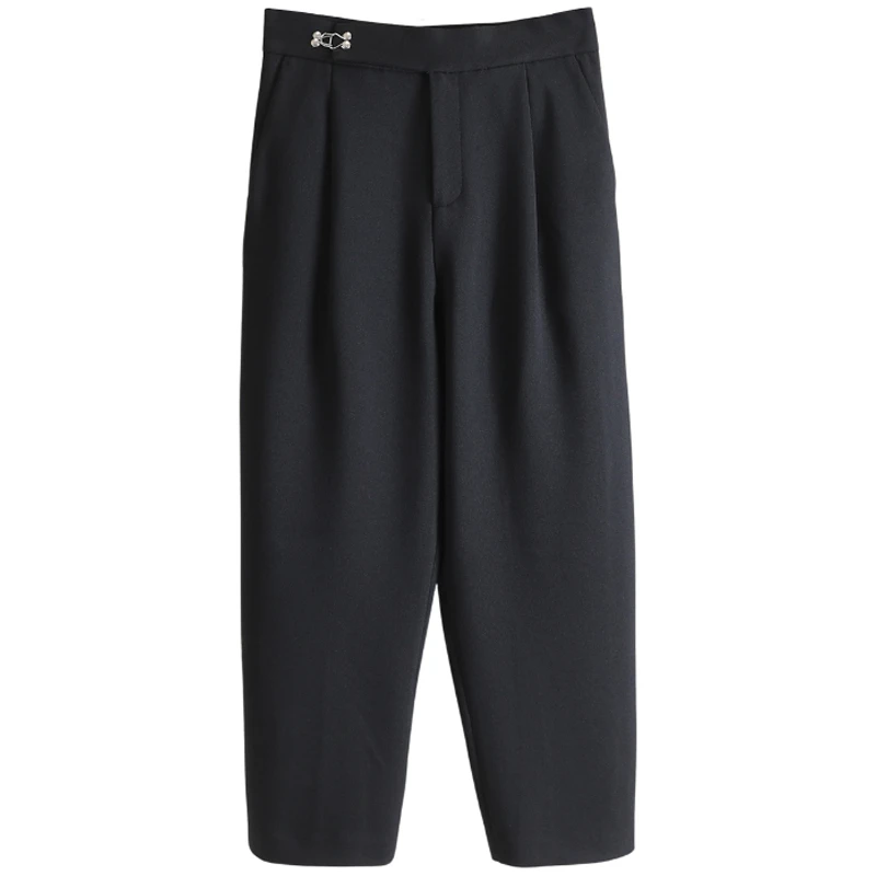 F2070-【仿】韩系宽松直筒裤黑色休闲裤#1ZFF56K001