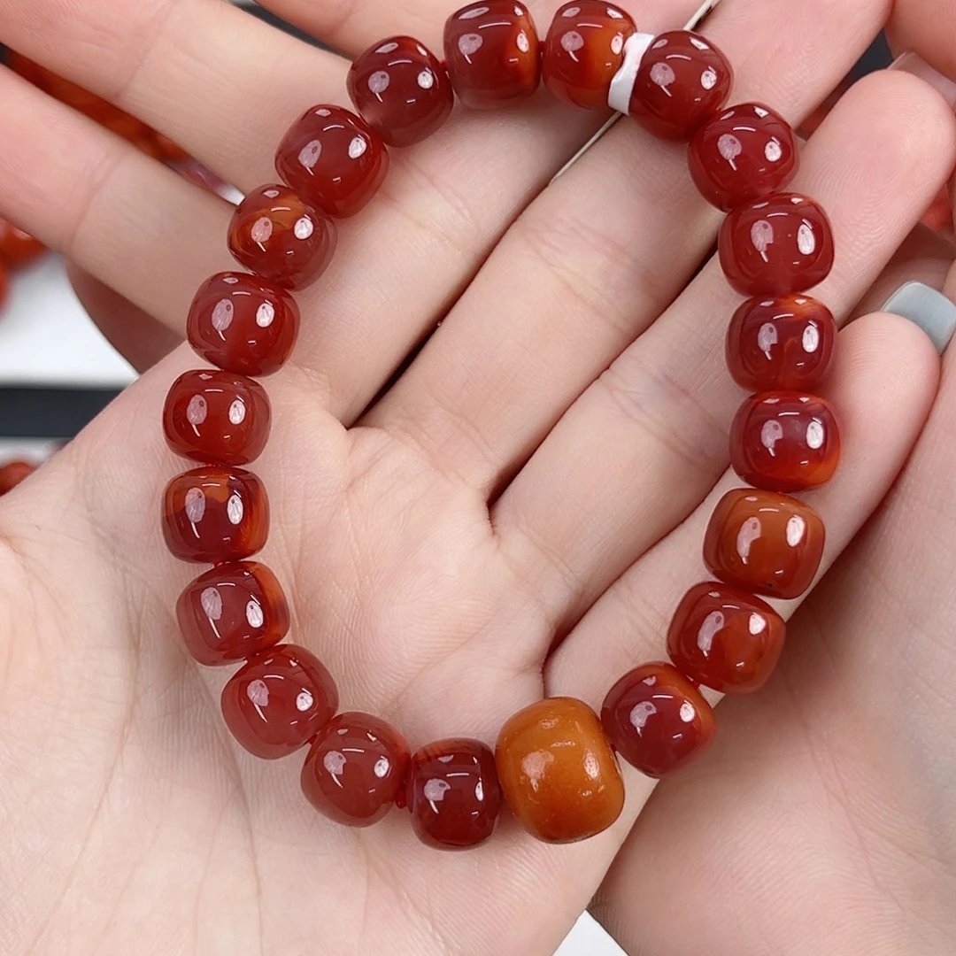 南红玛瑙未镶嵌瓦西牛血红10mm老型手串