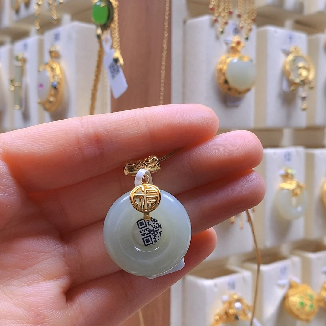 和田玉颈饰银S925镶嵌