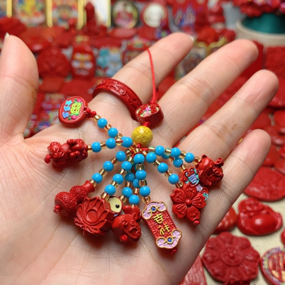 天然辰砂工艺品朱砂手机坠