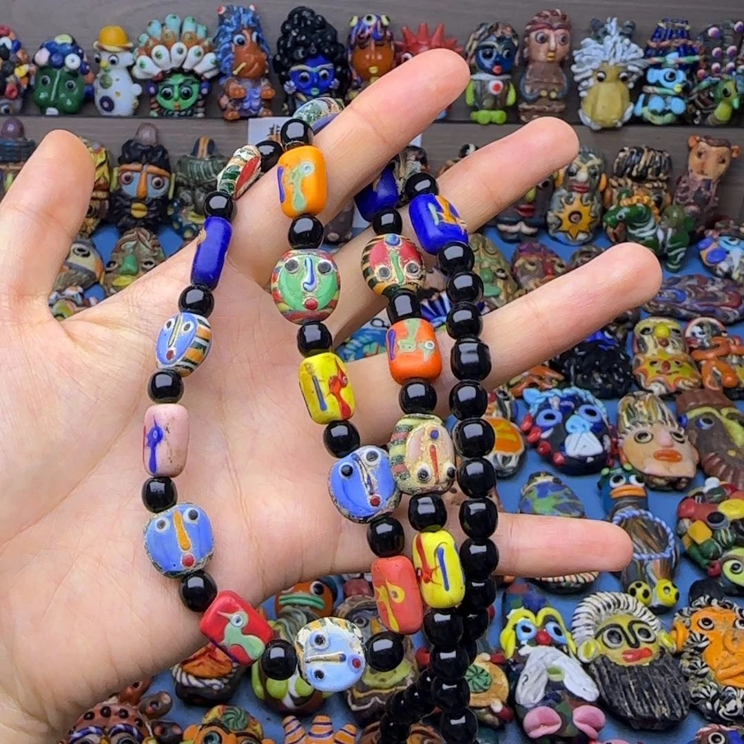 琉璃非金属玻璃颈饰脸珠链子一条