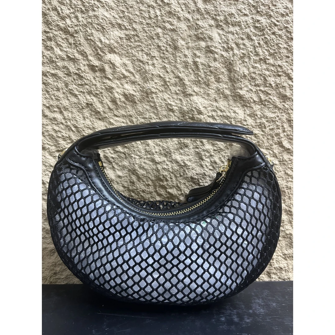 TOLEX2025新款手工女包网格黑色21.5cm