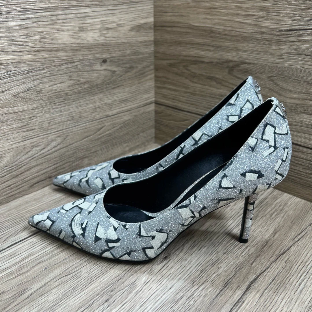 95新 JIMMY CHOO/吉米周 Eric Haze联名款 闪银高跟鞋 36码