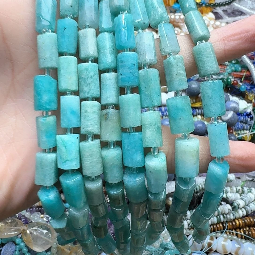 玛瑙/玉髓未镶嵌珠宝半成品一条7x12m天河石