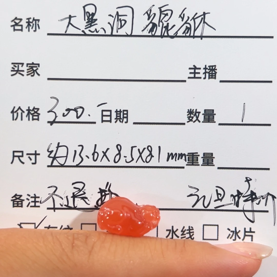 南红玛瑙未镶嵌貔貅 3.6x8.5x8.1mm 不退换