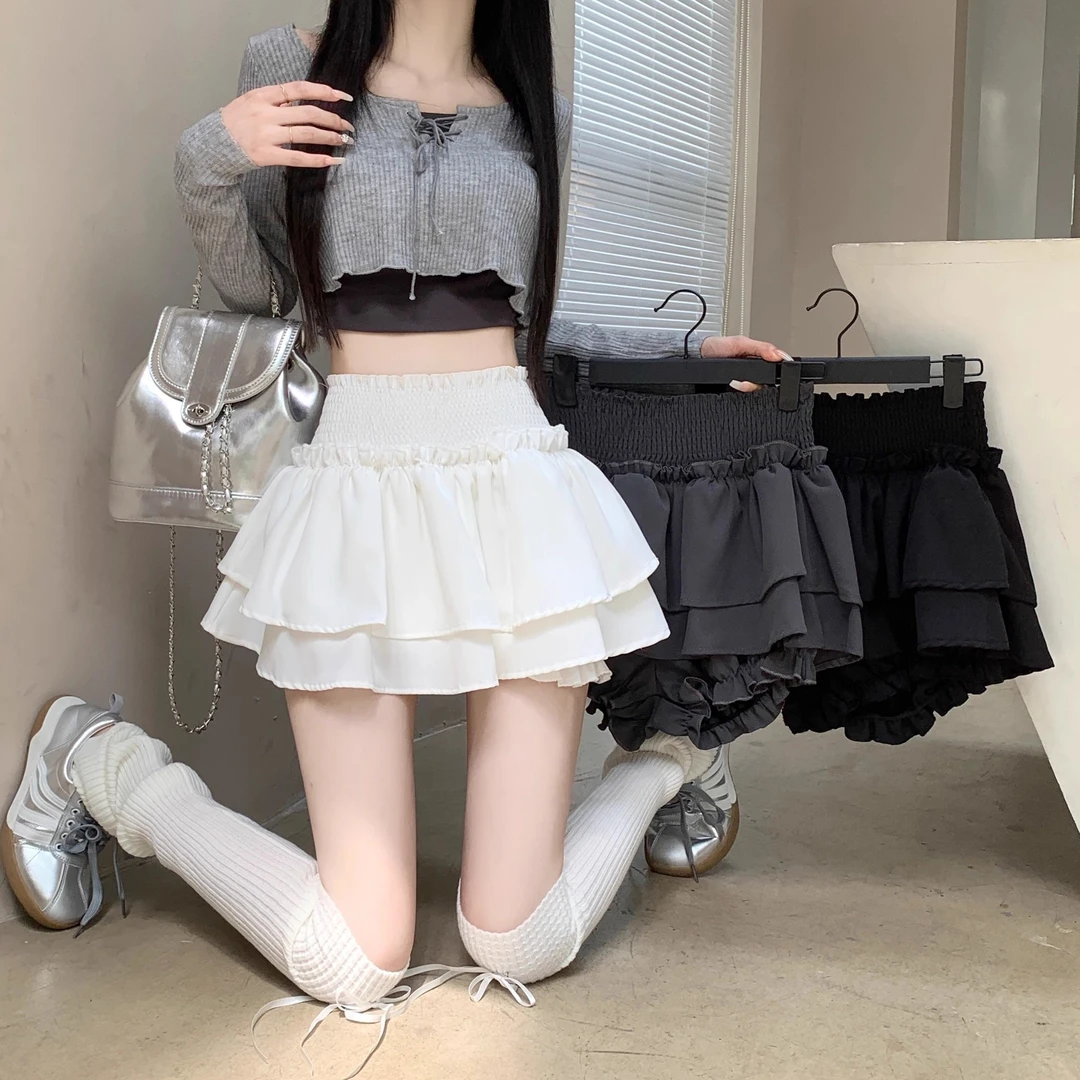 绽放自己~蛋糕裙短裙防走光短裙子学院风超短裙裤半身裙韩版