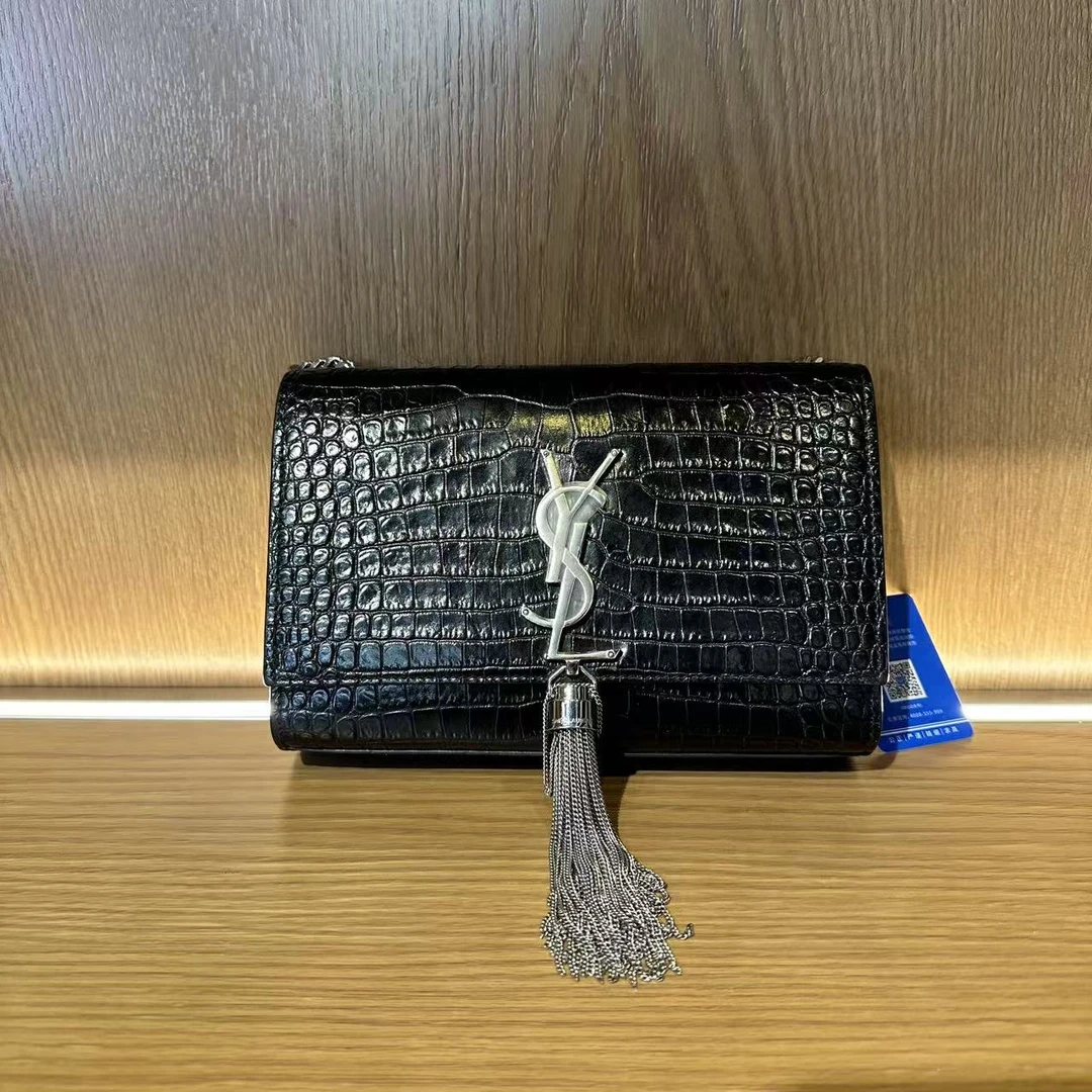 99新 YSL/圣罗兰 飞小雨Fisoy/ 黑银KATE斜挎包