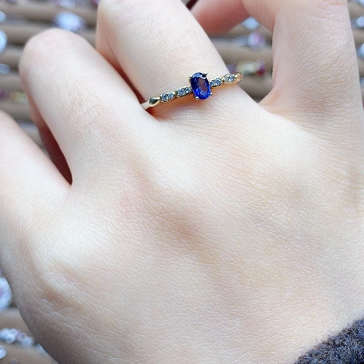 戒指蓝宝石银S925镶嵌