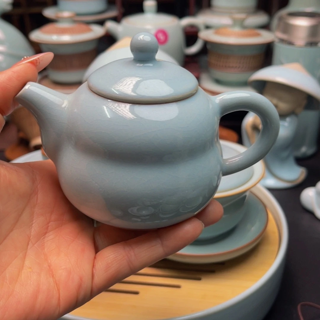 【闪购商品】摆件瓷汝州单壶，壶，杯，壶，盖碗