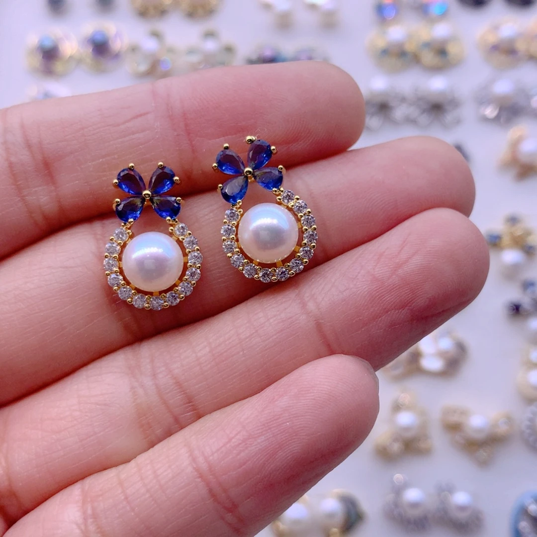 合金淡水珍珠耳饰