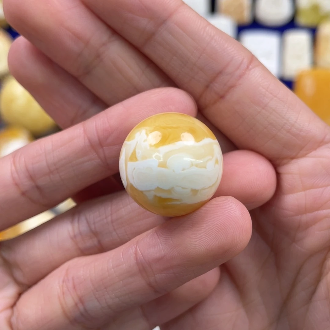 蜜蜡裸石未镶嵌琥珀蜜蜡珠子卡21.4mm