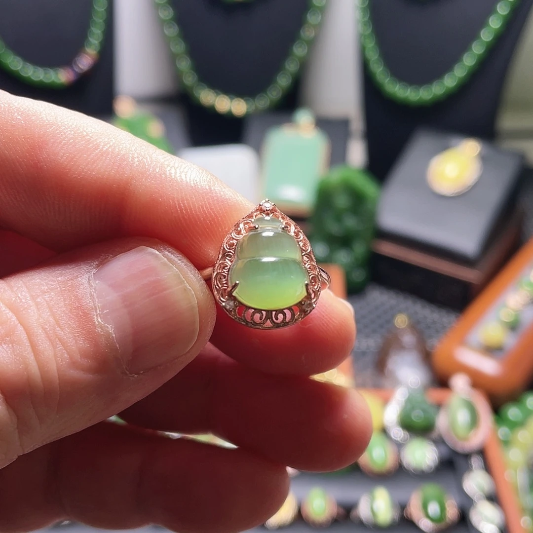 和田玉银S925镶嵌戒指