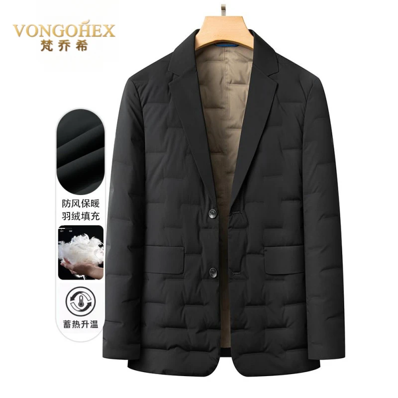 VONGOHEX保暖休闲西服男士冬季加厚商务西装新款鸭绒冬装上衣外套