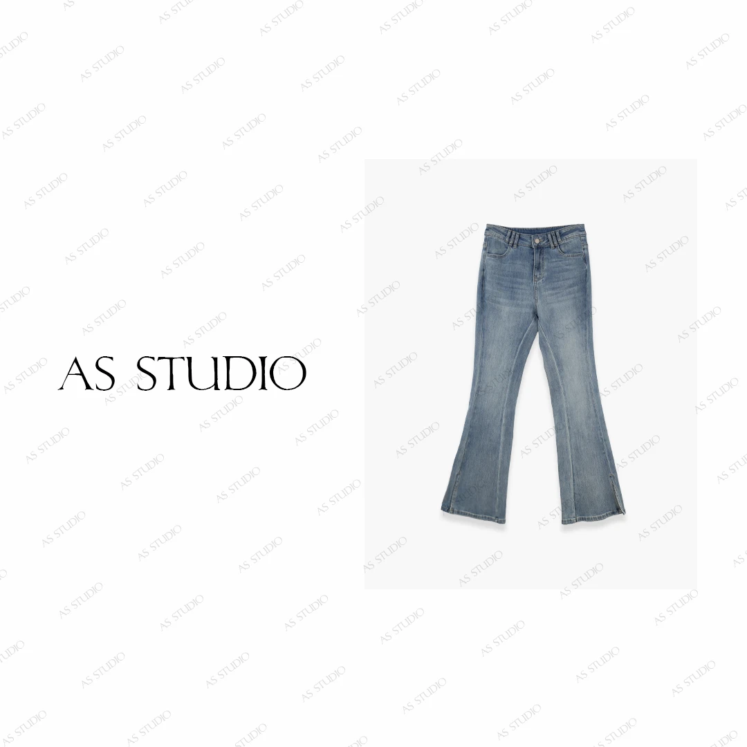 【AS漫画腿】铭顺新复古水洗做旧弹力显瘦软牛微喇裤AS25XXXK01040