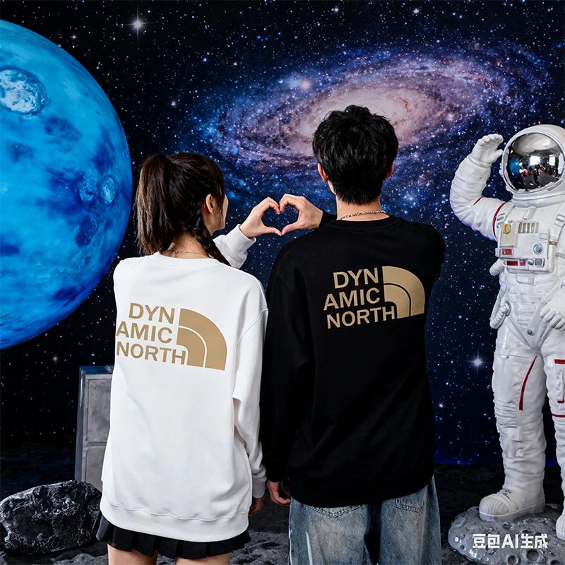 动感北面卫衣加绒加厚保暖2025秋冬款情侣款休闲上衣保暖套装