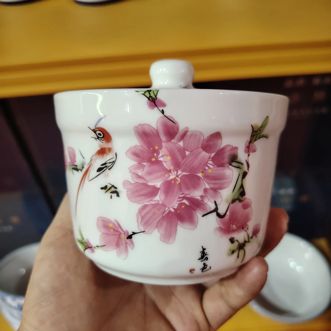 水点桃花带勺调味罐