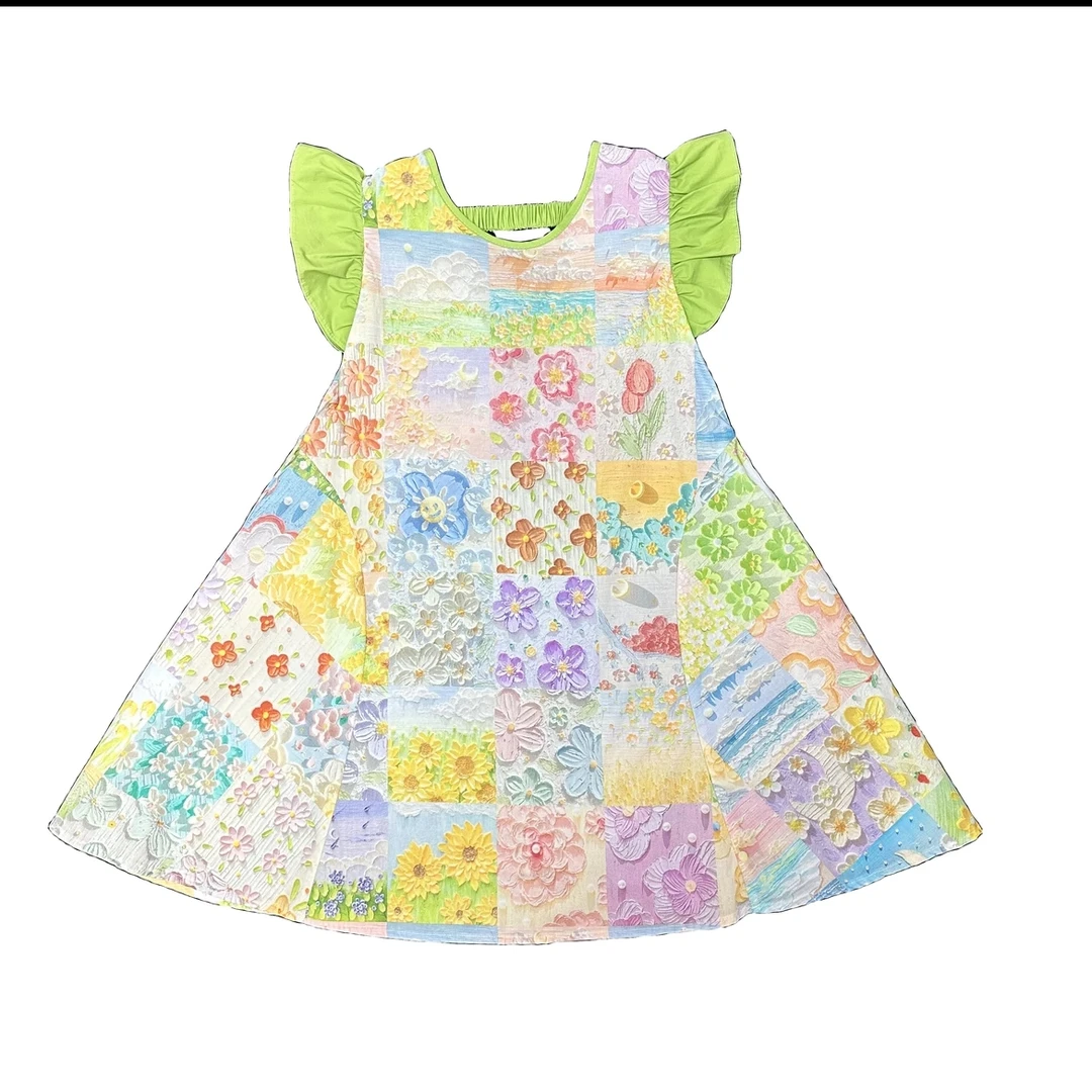 【半夏】女童设计师款油画风民族风夏季纯棉夏装连衣裙