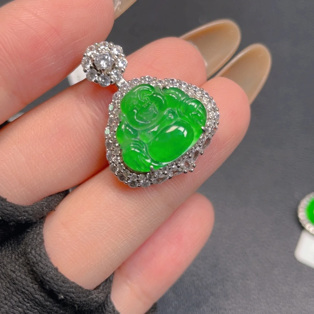 翡翠银S925镶嵌吊坠(不含链)