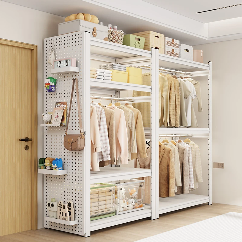 衣柜衣架货架防尘帘开放式衣帽间卧室简易角钢置物架多层收纳架