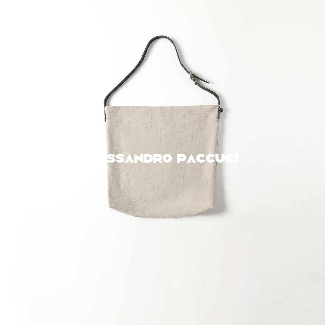 AP洛哥52023BT【简置】 牛皮+麻布锈感大容量简约时尚百搭单肩包包