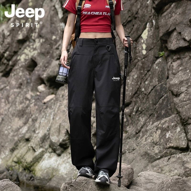 JEEPSPIRIT吉普春秋工装裤情侣款户外登山防水透气休闲裤运动裤女