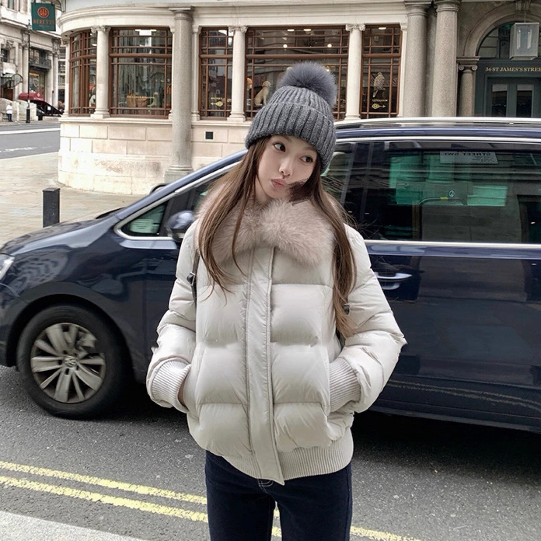 ‘软心泡芙‘ 翻领可拆卸保暖外套可溯源三星90白鸭绒羽绒服女冬