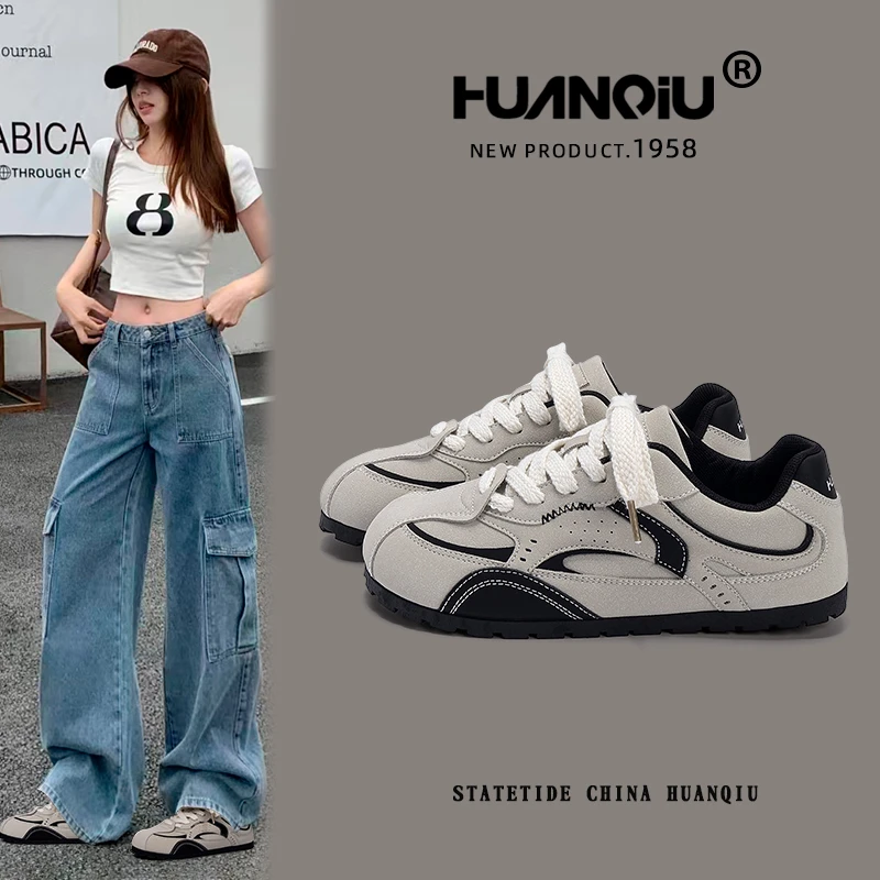 HUANQIU/环球内增高德训鞋女款秋季2025新款小众原创百搭板鞋女鞋
