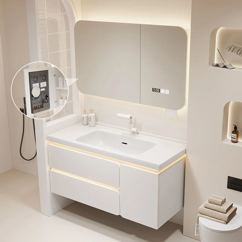 新款奶油风浴室柜陶瓷一体盆组合卫生间洗漱台洗手洗脸盆柜