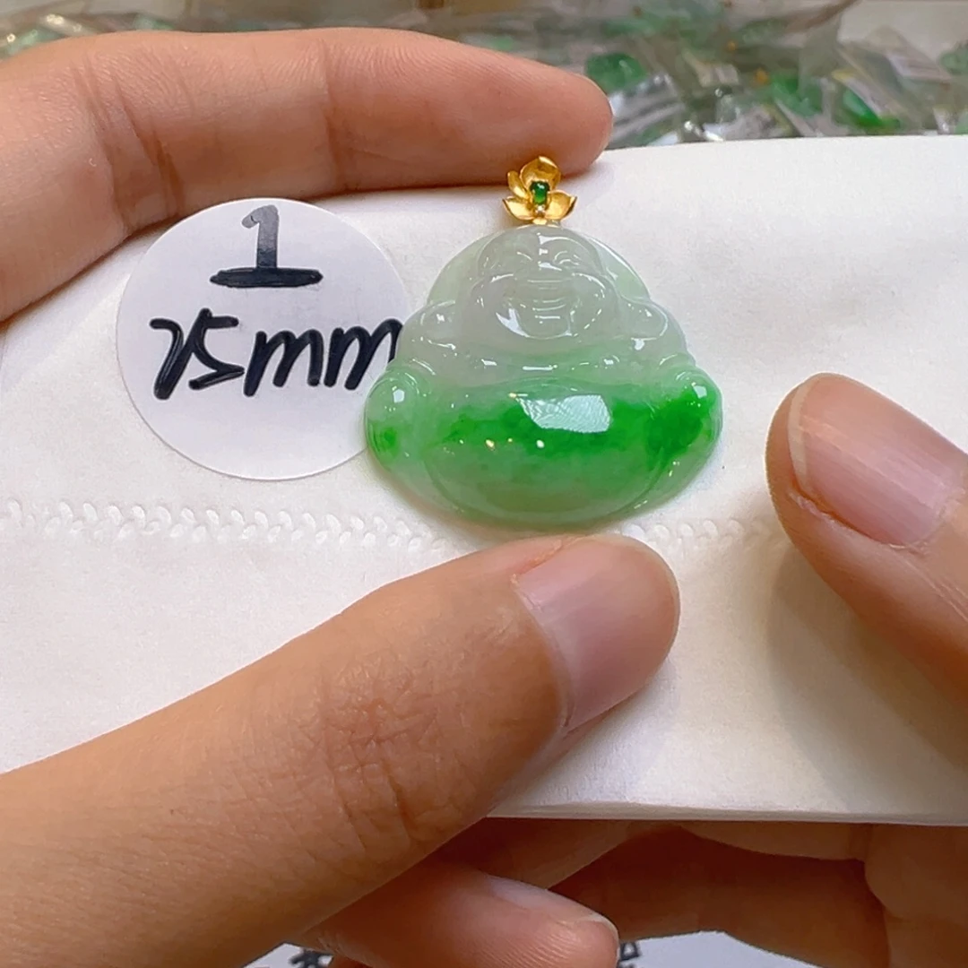 翡翠18K金镶嵌吊坠(不含链)