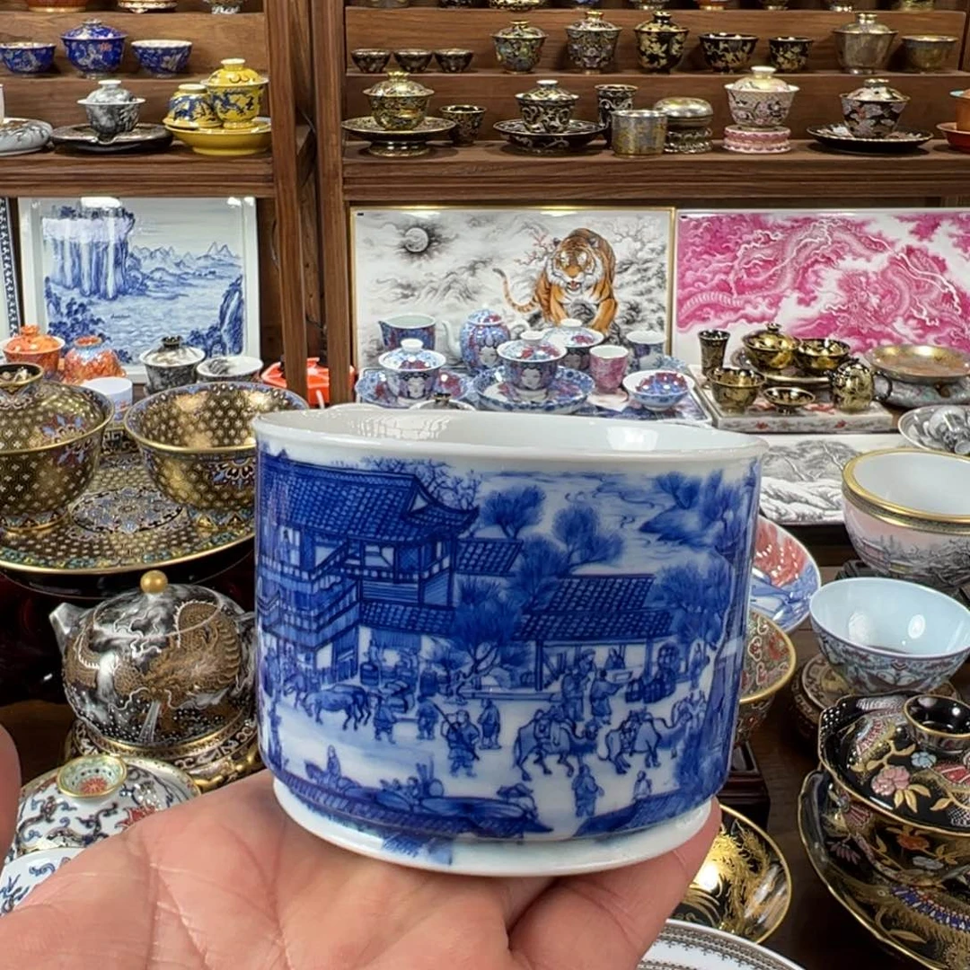 清明上河图青花容天杯