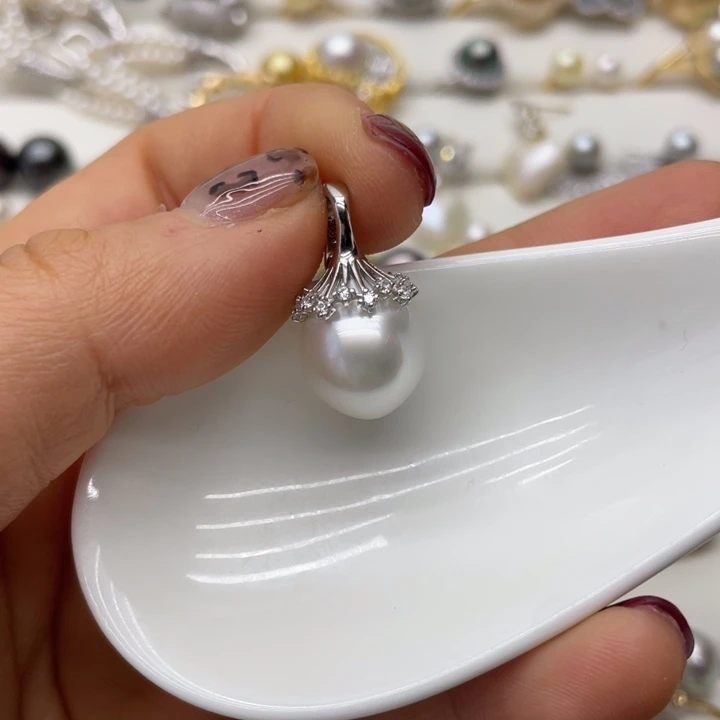海水珍珠吊坠(不含链)银S925镶嵌