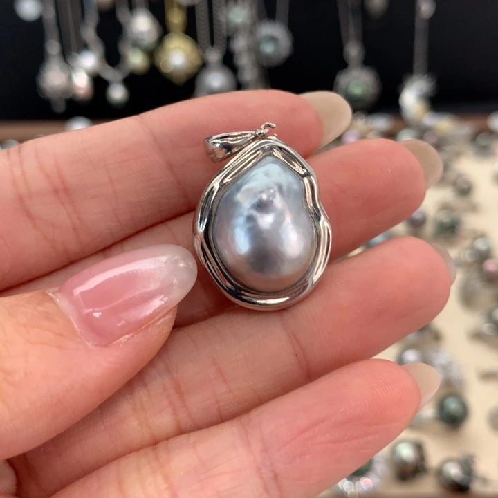 银S925镶嵌吊坠(不含链)海水珍珠