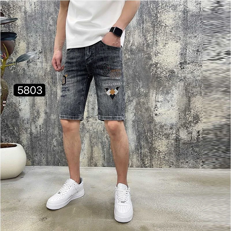 美式休闲水洗高品质轻奢牛仔短裤男士修身直筒潮流百搭夏季5分裤