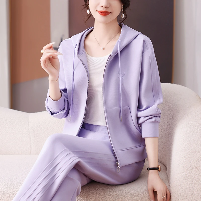 运动套装女春秋2025新款时尚洋气品牌卫衣连帽宽松休闲服两件套潮