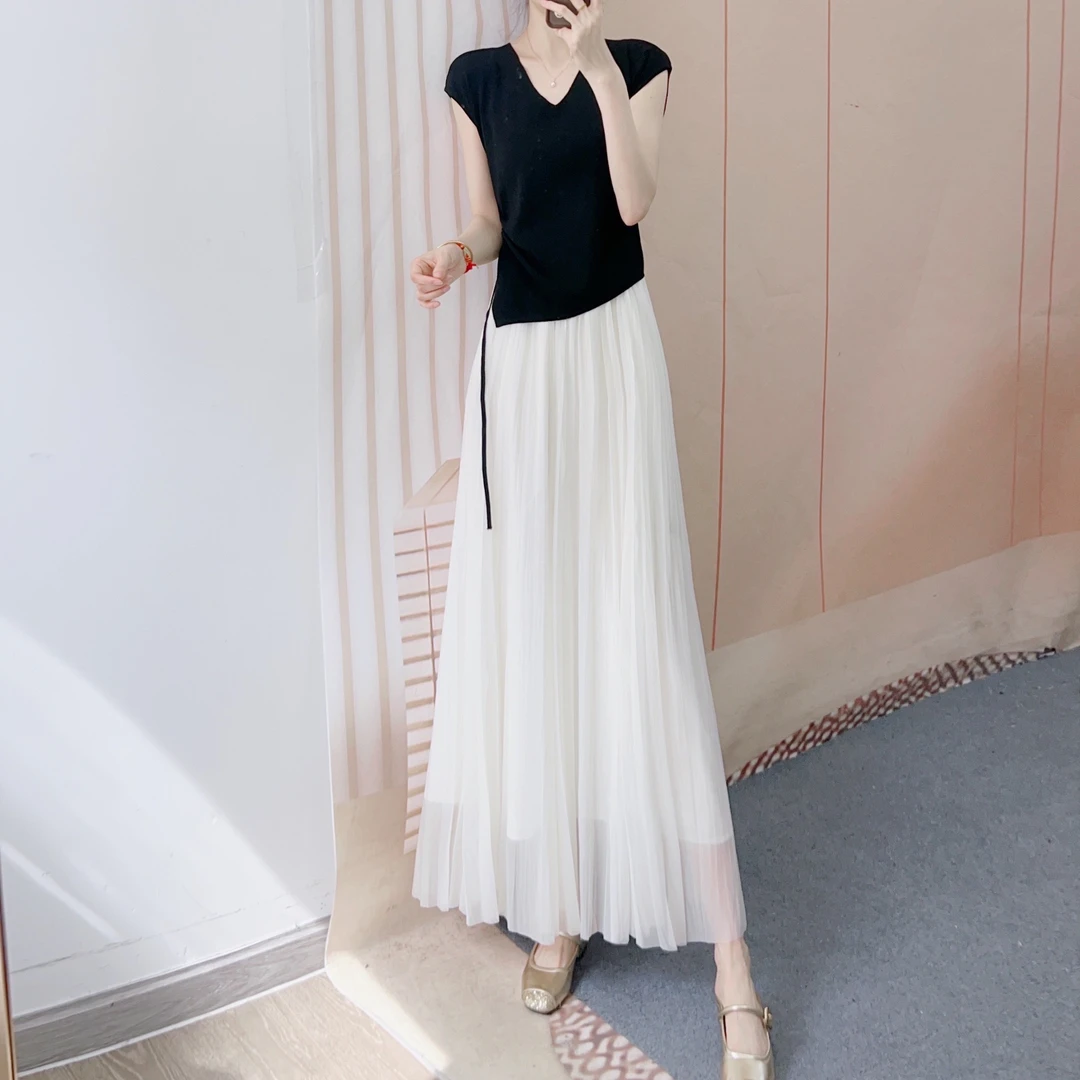 25不规则冰丝针织衫+仙仙半身裙裙两件套裙B25/XJ