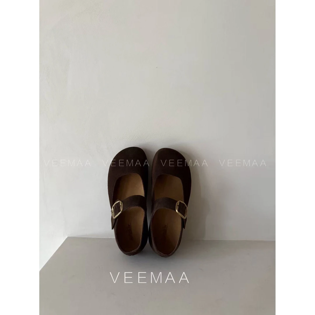 【Veemaa】主播同款咖色豆豆博肯鞋