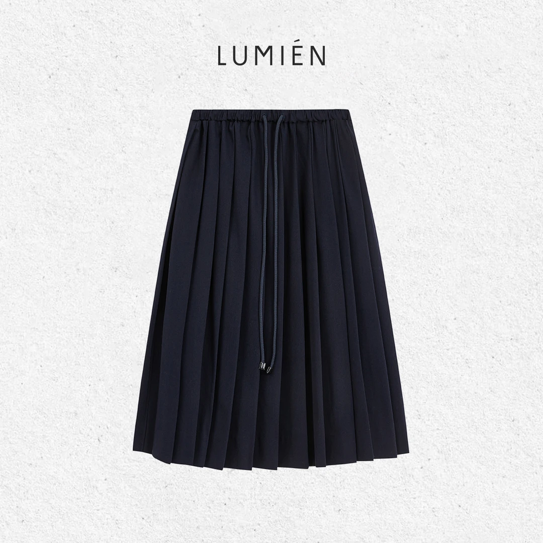 现货【LUMIEN 新品】“雾光褶迹”精纺羊毛立体A摆百褶裙LX5FQQ149