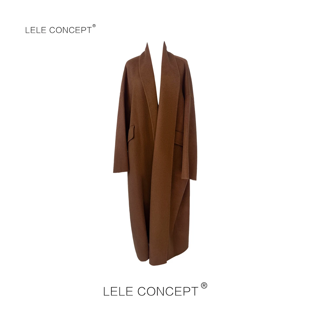 LELE CONCEPT |「颖」丹风长款贵妇气质名媛宽袖双兜大衣D0100