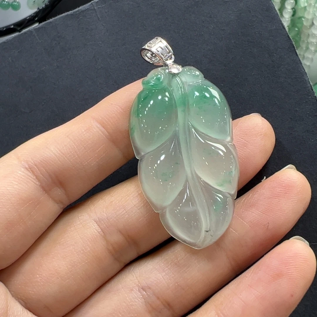 石英质玉银S925镶嵌颈饰非洲翠